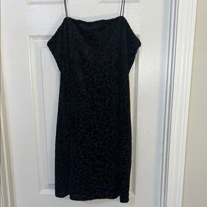 Black Slip Dress with Spaghetti Straps for Cocktail Night Out (animal print)